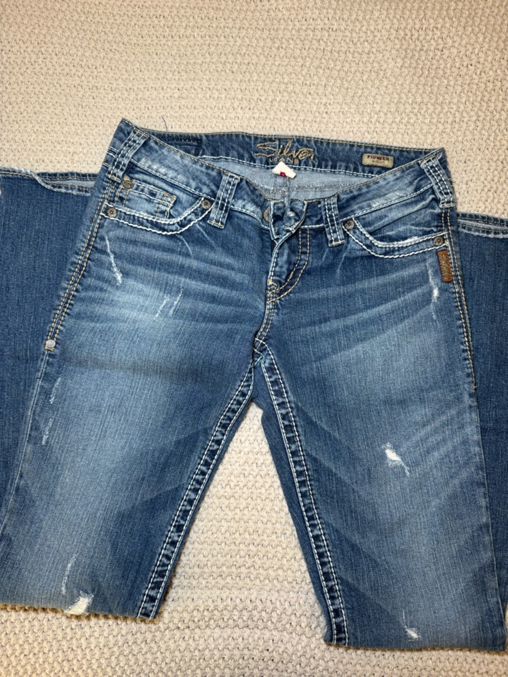 Silver Jeans Women's Medium Blue Bootcut Distressed Denim